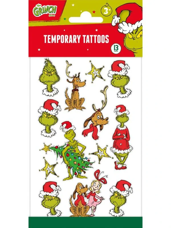 Dětské tetovací obtisky Grinch, 20x10 cm, 1 arch