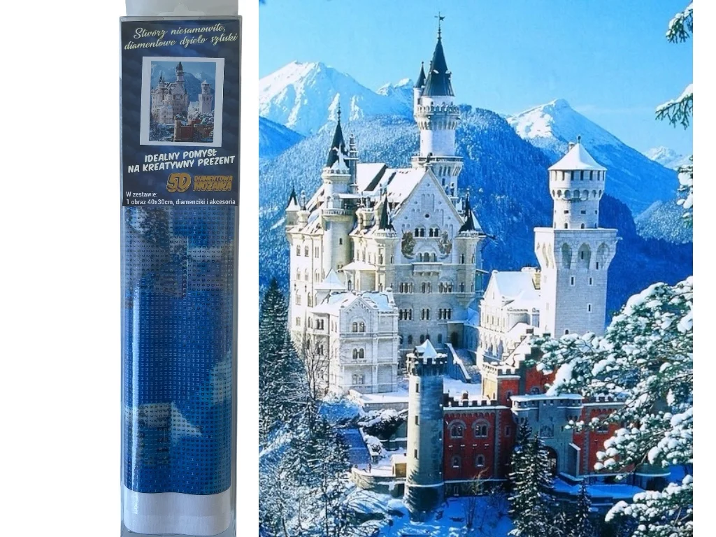 Diamantové malování NEUSCHWANSTEIN v zimě 30 x 40 cm
