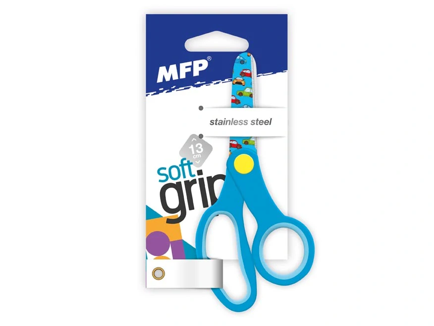 MFP nůžky 13,5cm pro praváky potištěné E17 modré - auta