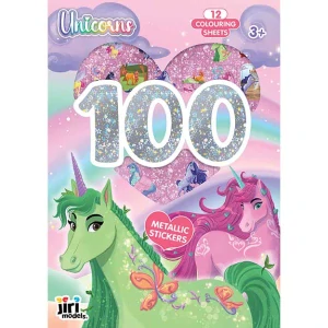 100 metalických samolepek s omal. listy Jednorožci Poškozené