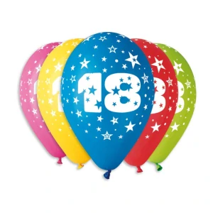 Balónek nafukovací sada 5ks s číslem 18