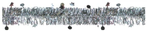 Řetěz s hvězdami- 4 barvy,200 x 5 cm stříbrný