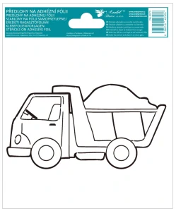 Předloha s vyvýšenou konturou k barvičkám na sklo 14 x 14 cm Nákladní auto