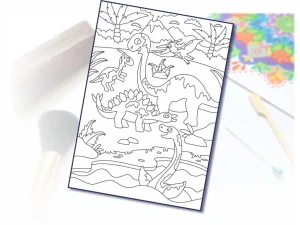 Šablona na pískování  dinosauři v krajině A4