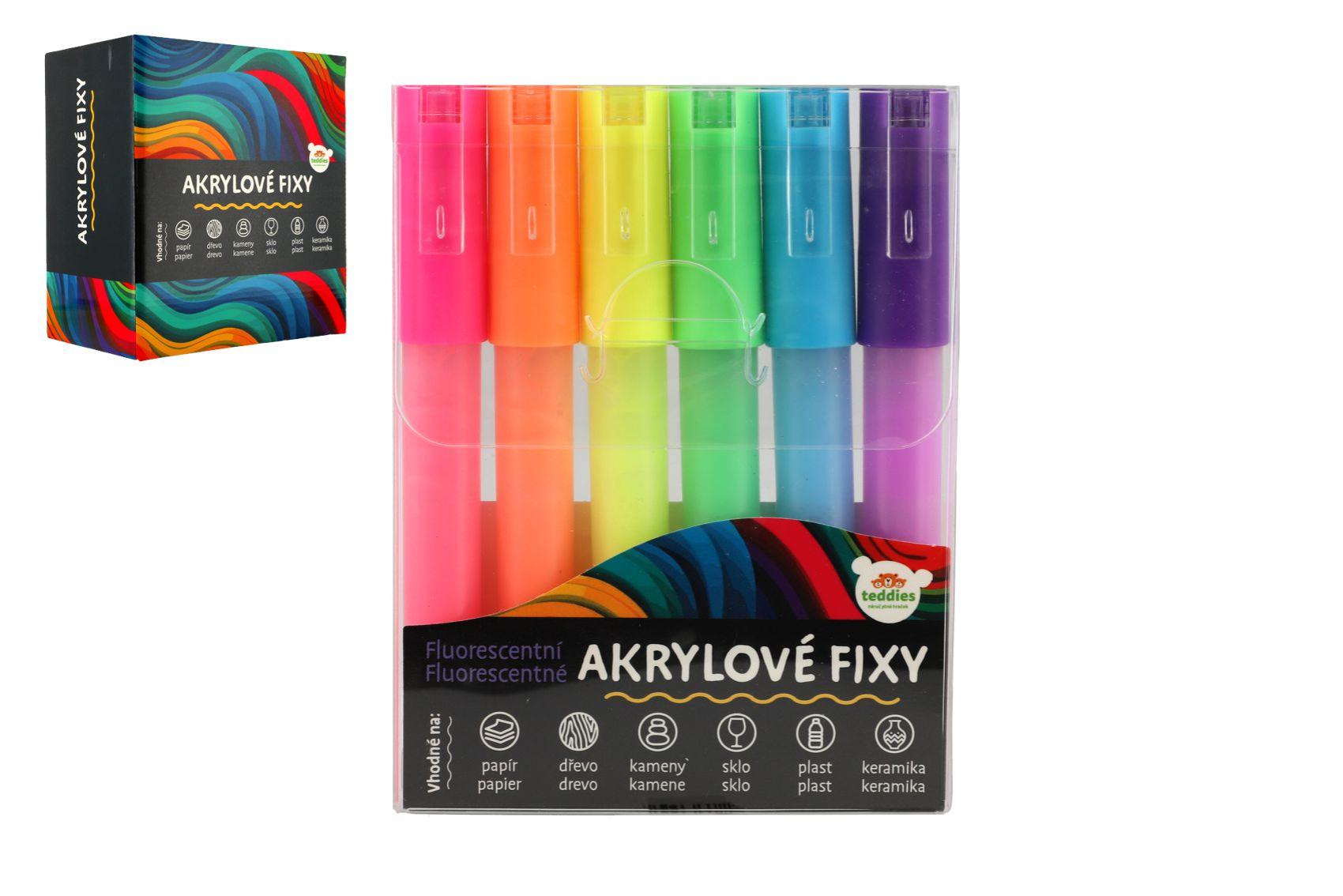 Akrylové fixy 6ks fluorescentní