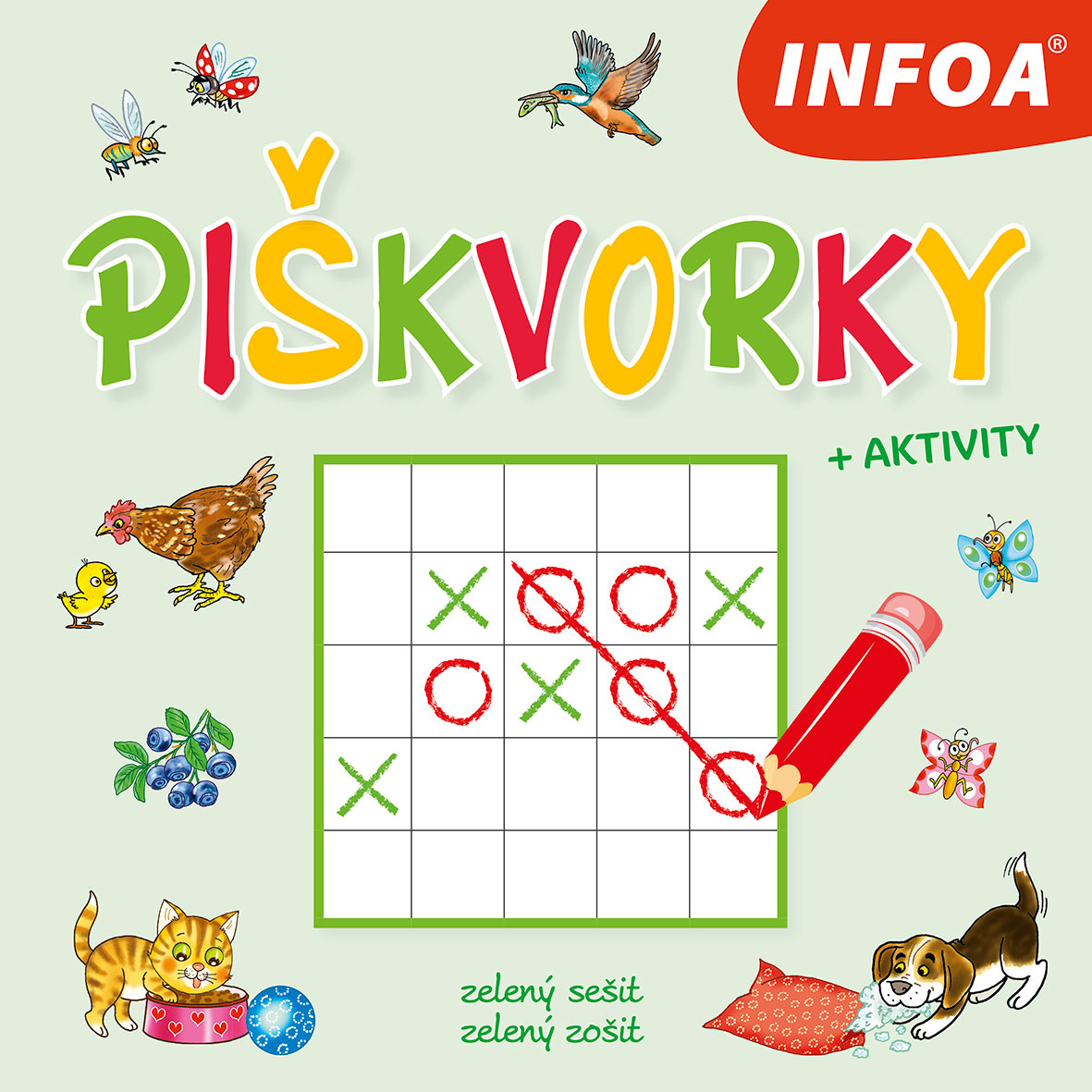 Piškvorky + Aktivity - zelený sešit Poškozený
