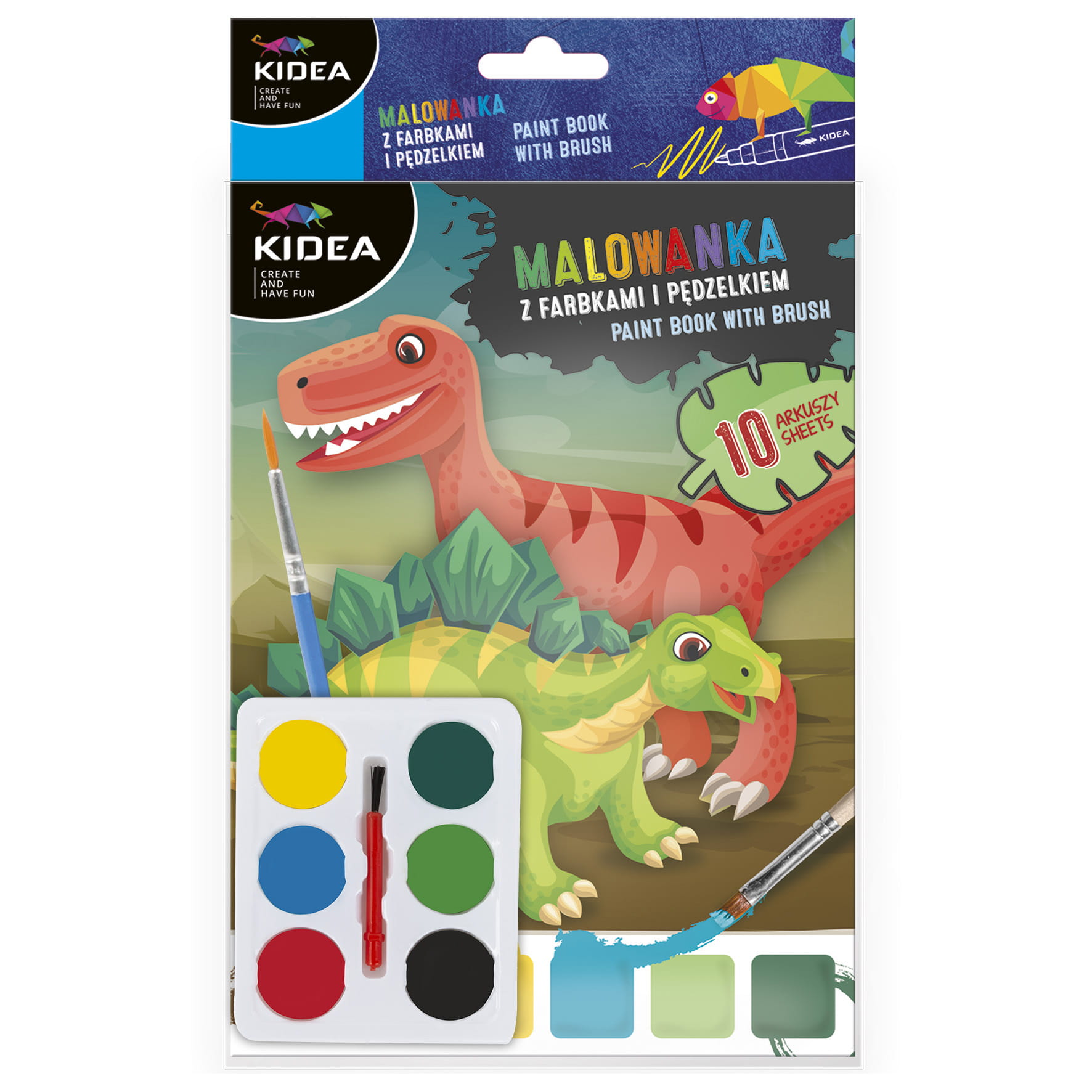 Omalovánka s barvami a štětcem Dino