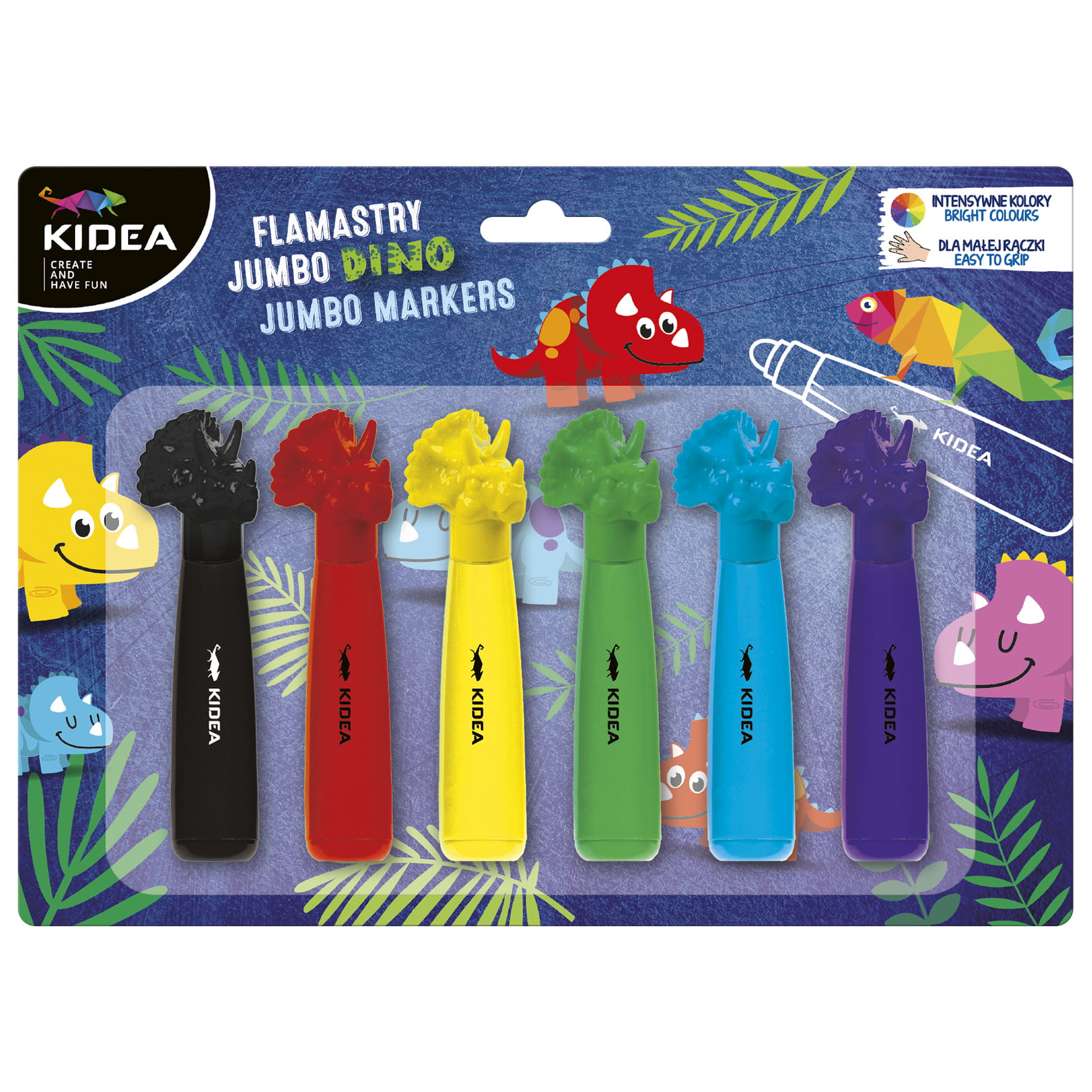 Jumbo fixy s dinosauří figurkou 6 barev