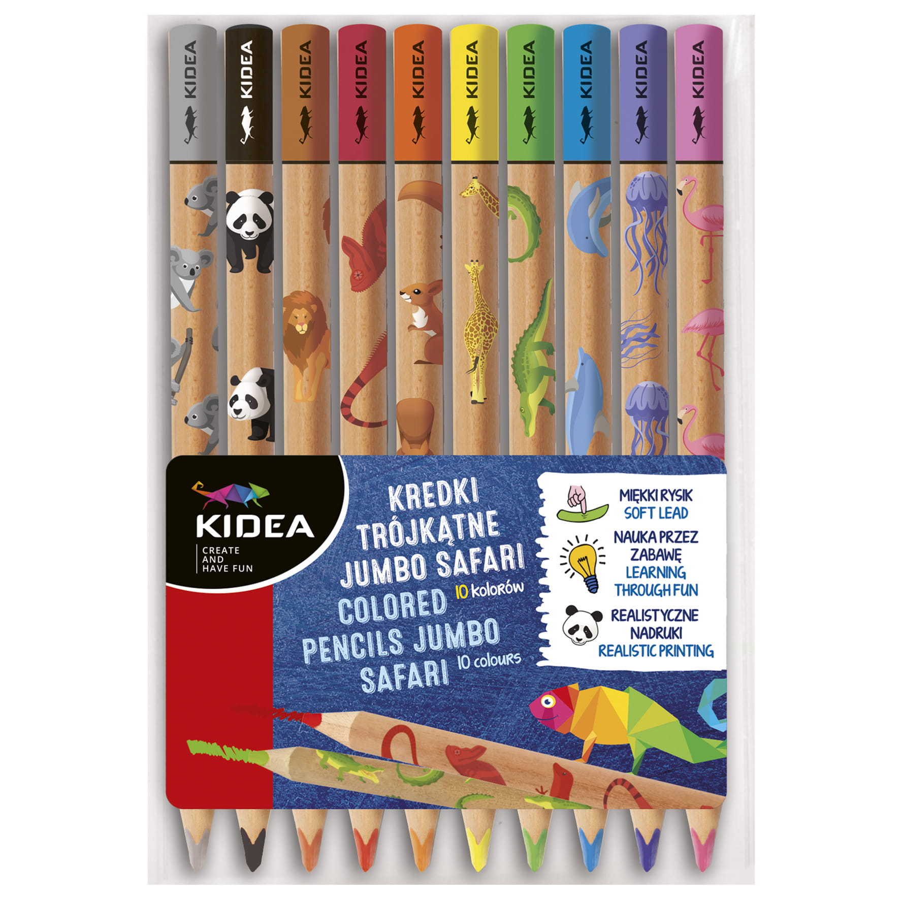 Trojhranné jumbo pastelky safari 10 barev