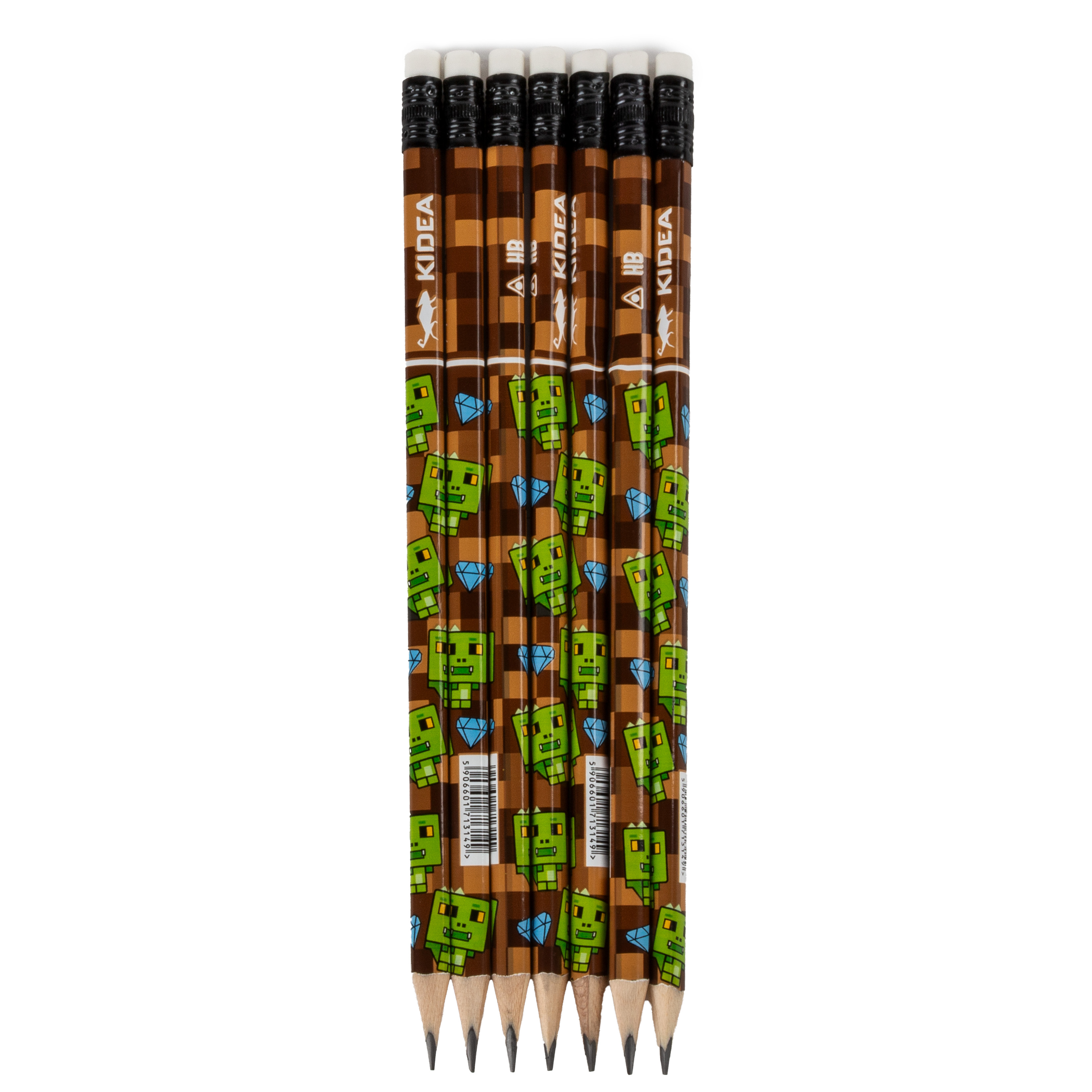 Trojhranné tužky s gumou Minecraft hnědé