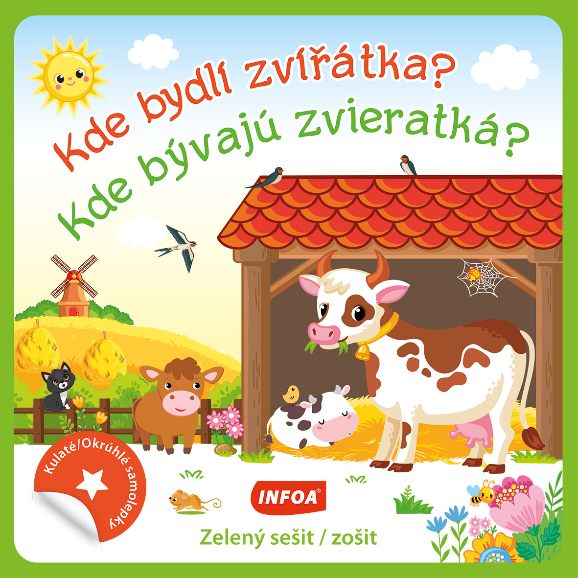 Kulaté samolepky - Kde bydlí zvířátka? - zelený sešit Poškozené