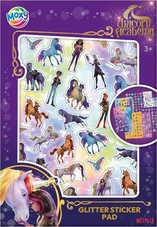 Moxy třpytivé samolepky Unicorn academy