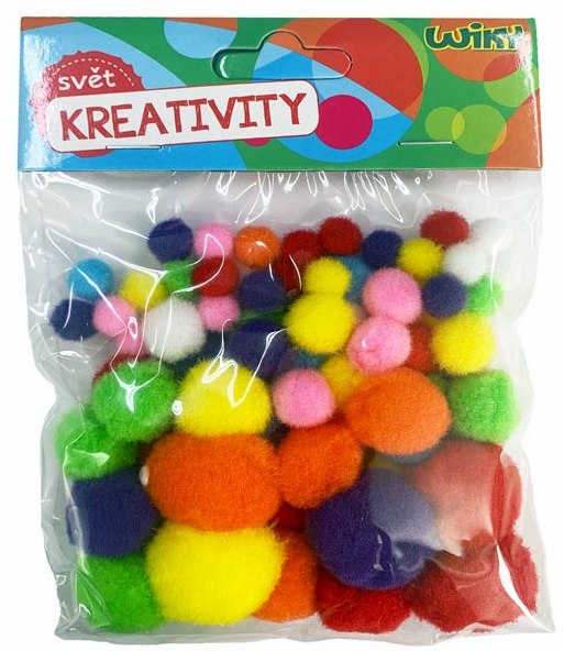 Kuličky dekorační pom pom mix velikostí, 80ks