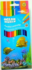  Pastelky barevné dřevo Ocean World trojhranné 12 ks v krabičce 