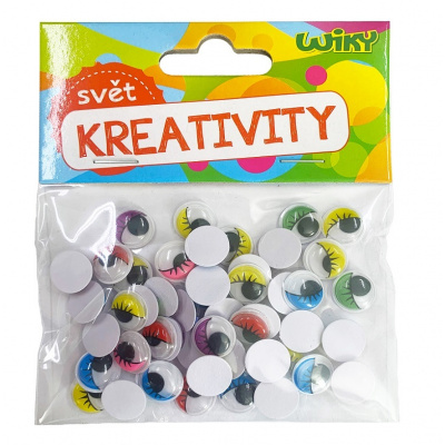 Oči pohyblivé barevné 12mm, 50ks