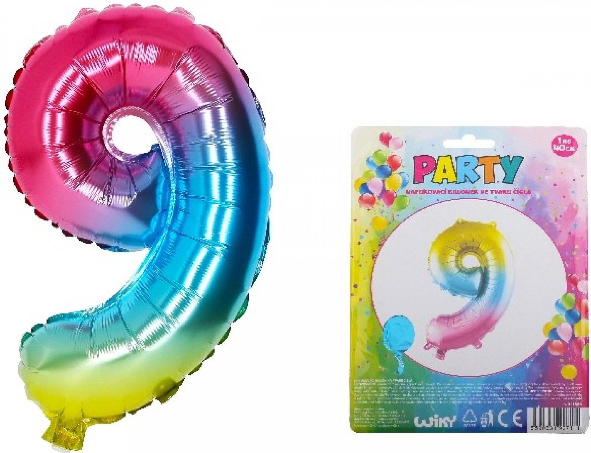 Balónek nafukovací číslo 9 duhový