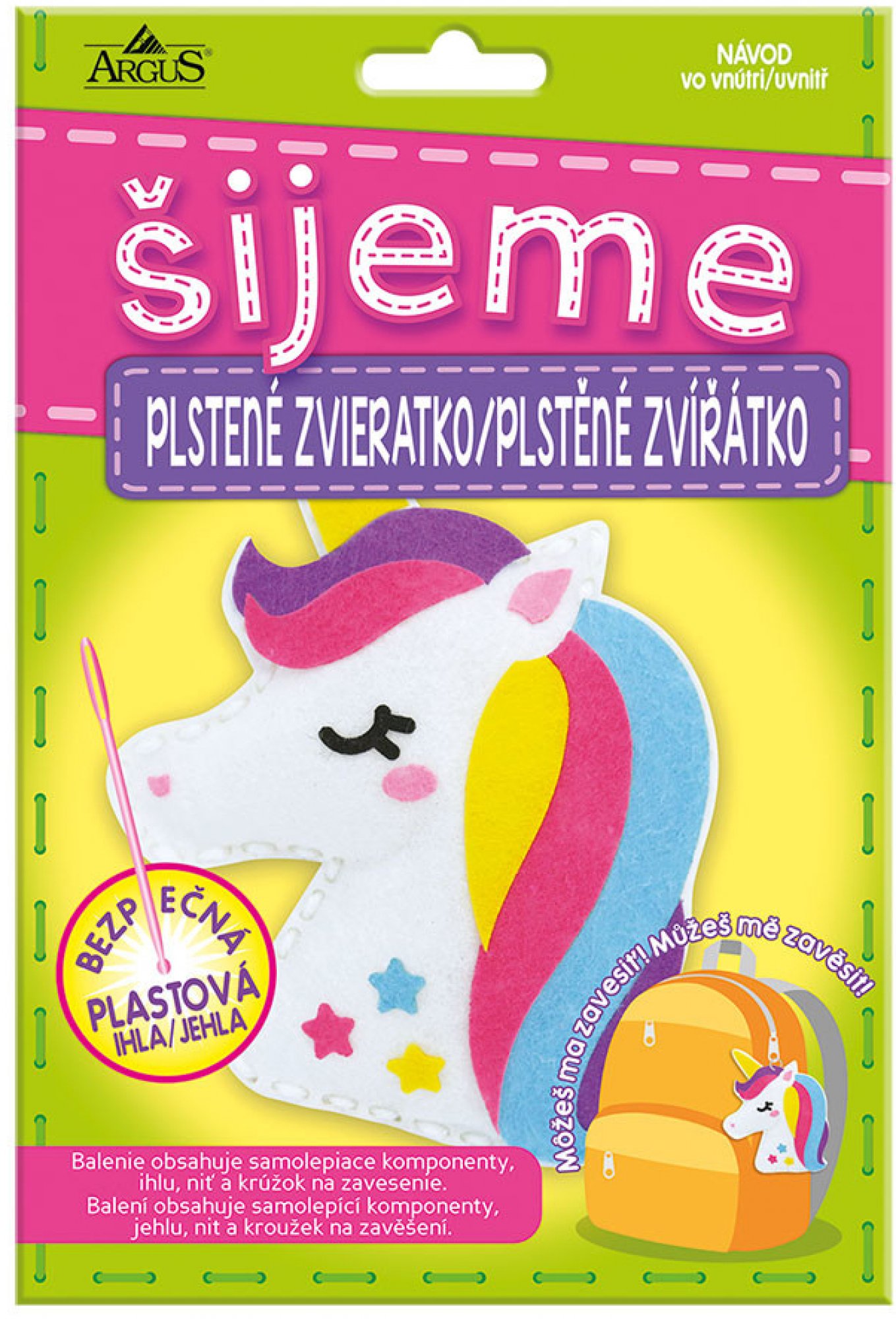 Šijeme plstěné zvířátko Jednorožec