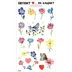 Obtisky na kamínky Kytky a ptáčci