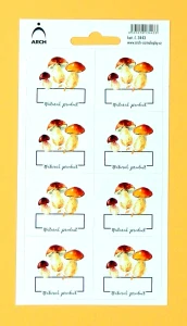 Samolepky dekorační etikety hříbky 8ks