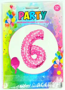 Balónek nafukovací číslo 6 růžový 