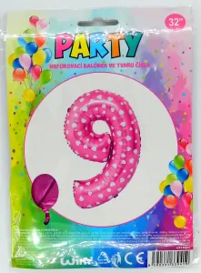 Balónek nafukovací číslo 9 růžový 