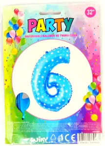 Balónek nafukovací číslo 6 modrý