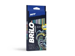 Pastelky MFP BRILO 12 ks Metalické triangular s ořezávátkem