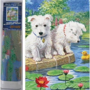 Norimpex Diamantové malování Pejsci s lekníny 30 x 40 cm poškozené