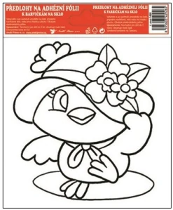 Předloha s vyvýšenou konturou k barvičkám na sklo 17 x 14 cm Kuře