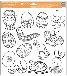 Předloha k barvám na sklo vyvýšená kontura Velikonoce 1