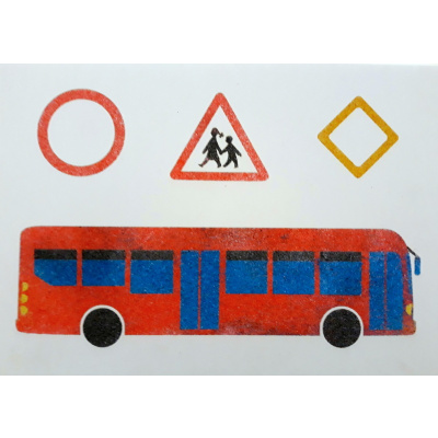 Šablona na pískování autobus+značky A5